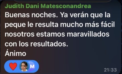 Mensaje de una familia diciendo que están maravillados porque ahora le resulta mucho más fácil