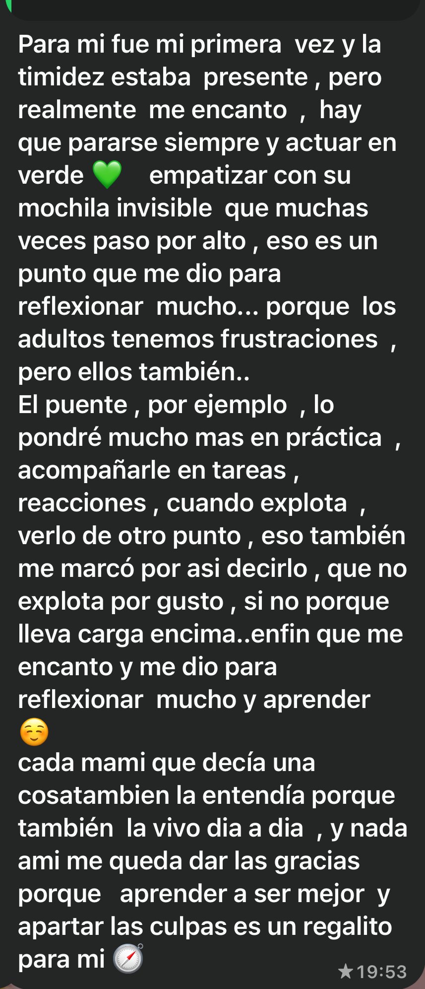 Mensaje de una madre tras un taller, sobre aprender a acompañar a su hijo sin culpa y entender su "mochila invisible"
