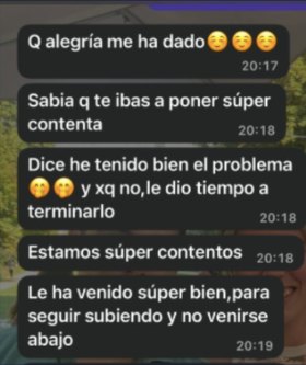 Mensajes de una familia celebrando que a su hijo le fue bien en un examen, para seguir subiendo y no venirse abajo